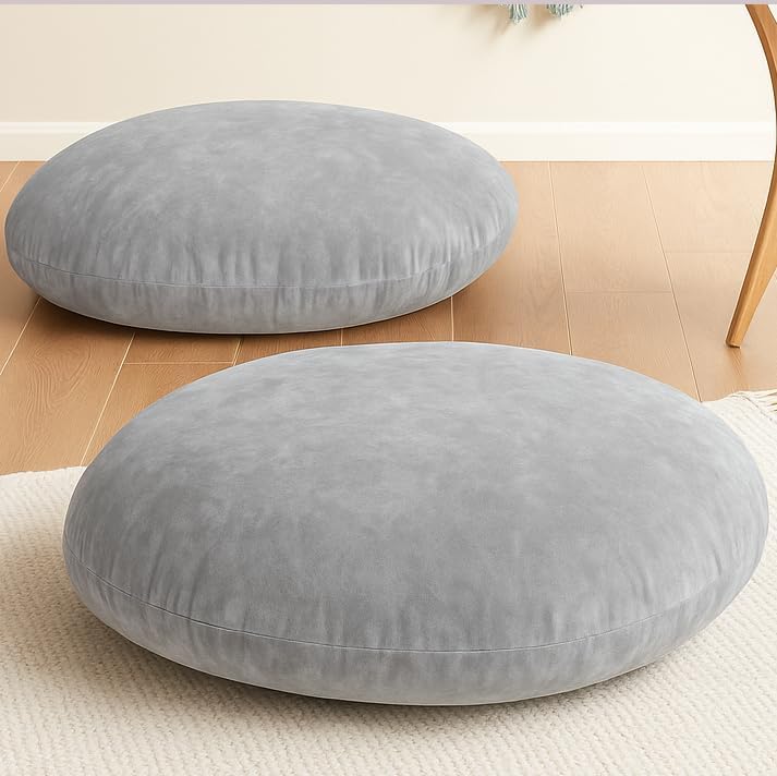 Codi Round Floor Pillow Insert, Large Thick Meditation Cushion, 32 Inch Circular Seating Cushions, Memory Foam Added, Advanced