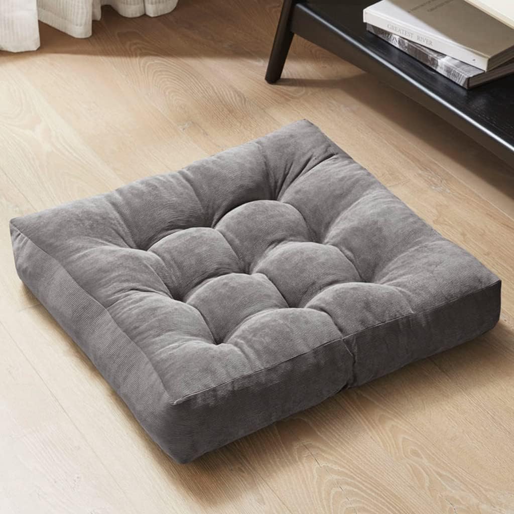 Degrees of Comfort Meditation Floor Pillow, Round Large Pillows Seating for Adults, Tufted Corduroy Cushion for Tatami Living Room, Grey, 22 Inch