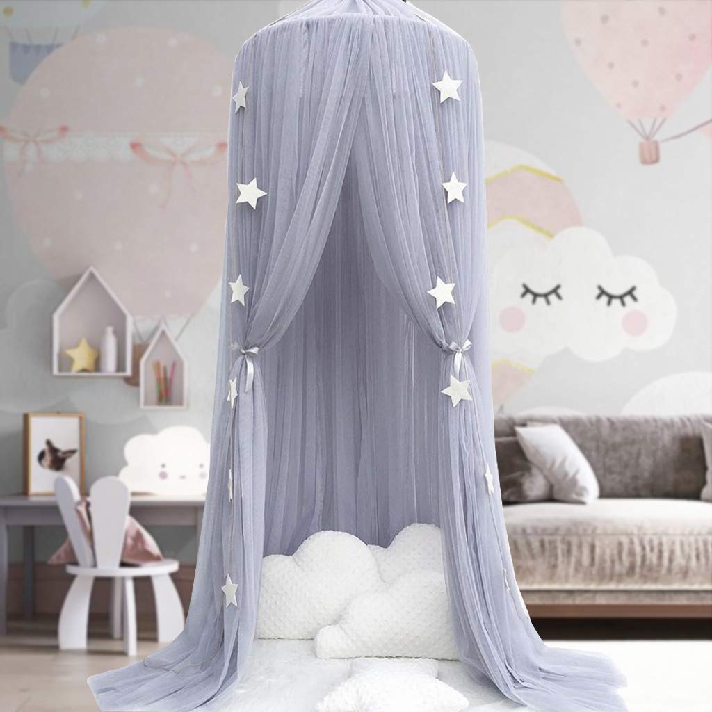 OldPAPA Bed Canopy for Girls - Princess Bed Canopy Mosquito Net Nursery Play Room Decor Dome Premium Yarn Netting Curtains Baby Game Dream Castle, Pink