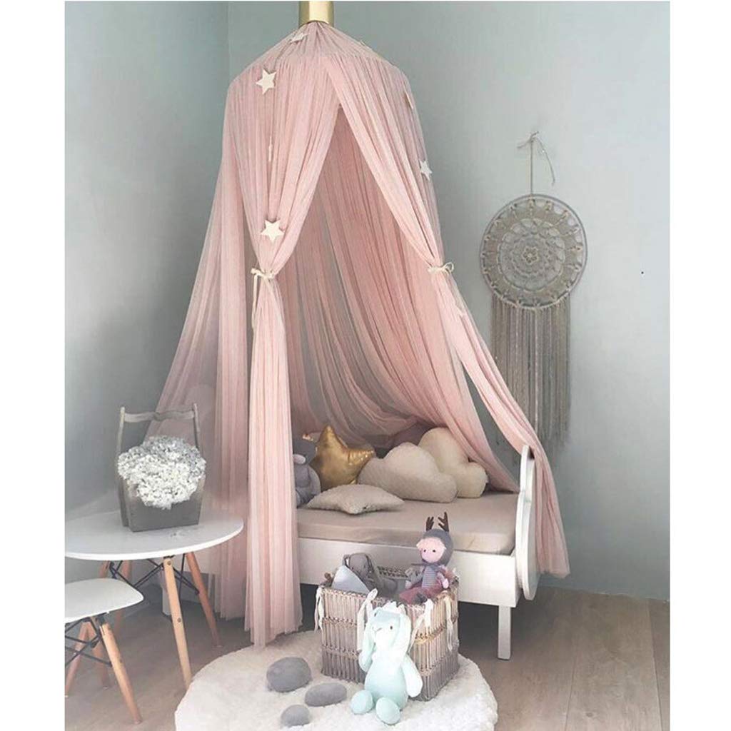 OldPAPA Bed Canopy for Girls - Princess Bed Canopy Mosquito Net Nursery Play Room Decor Dome Premium Yarn Netting Curtains Baby Game Dream Castle, Pink