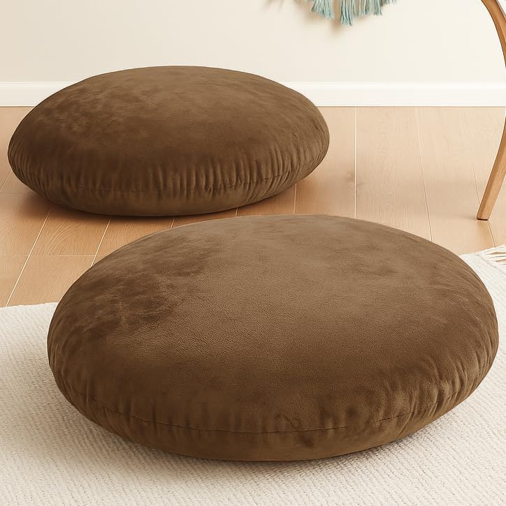 Codi Round Floor Pillow Insert, Large Thick Meditation Cushion, 32 Inch Circular Seating Cushions, Memory Foam Added, Advanced