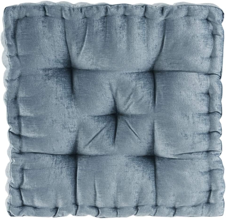 Intelligent Design Loretta Round Chenille Tufted Floor Pillow with Elegant Pleated Design, Large Boho & Vintage Decorative Throw Pillow for Sofa, Bed, or Chair, 22" x 6", Iovry