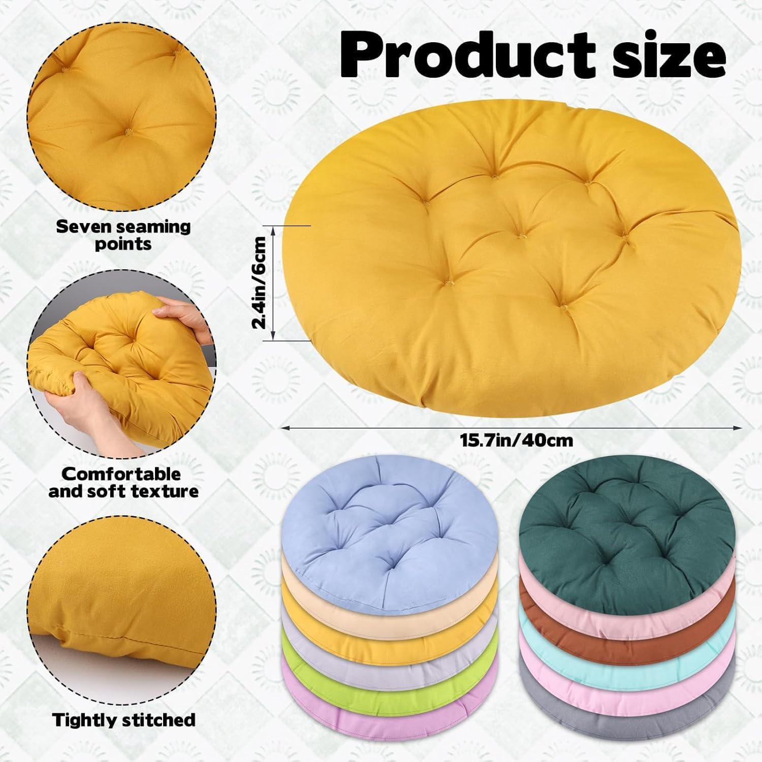 24 Pcs 16 Inch Round Floor Pillows Round Floor Cushions for Kids Adluts Flexible Seating Pillows Chair Floor Cushion Reading Cushion for Classroom Home School Playing Supplies 12 Colors