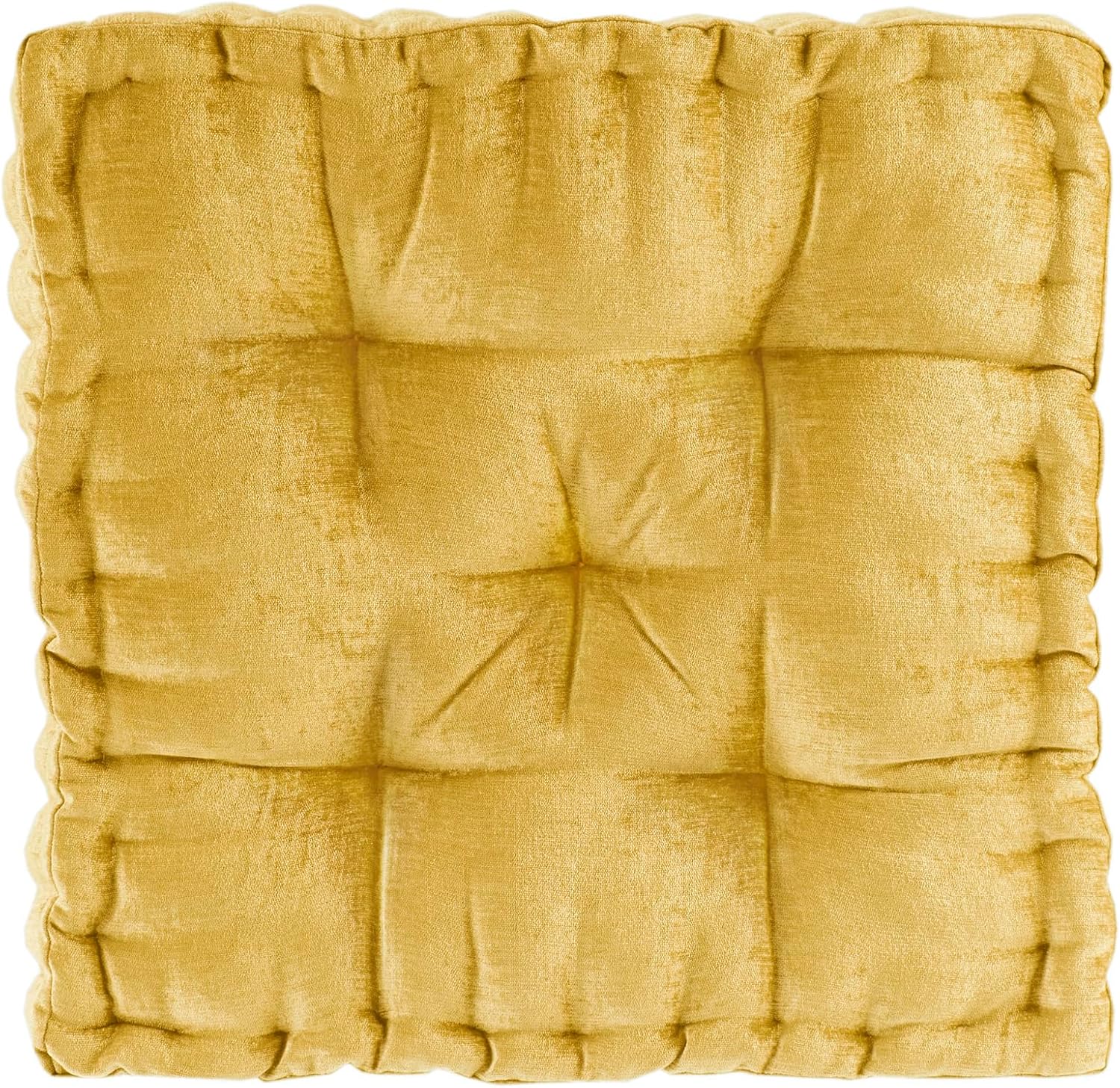 Intelligent Design Loretta Round Chenille Tufted Floor Pillow with Elegant Pleated Design, Large Boho & Vintage Decorative Throw Pillow for Sofa, Bed, or Chair, 22" x 6", Iovry