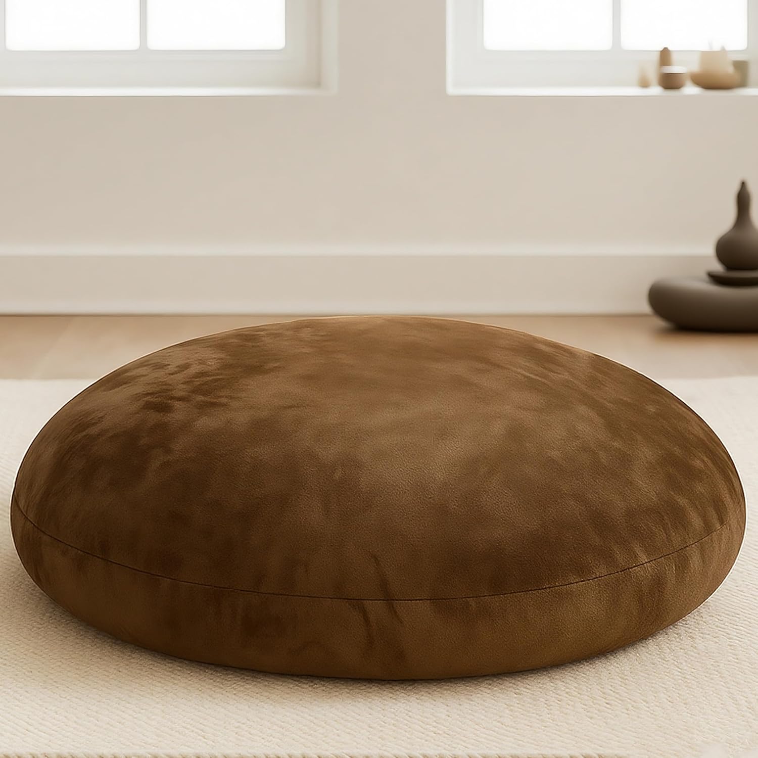 Codi Round Floor Pillow Insert, Large Thick Meditation Cushion, 32 Inch Circular Seating Cushions, Memory Foam Added, Advanced