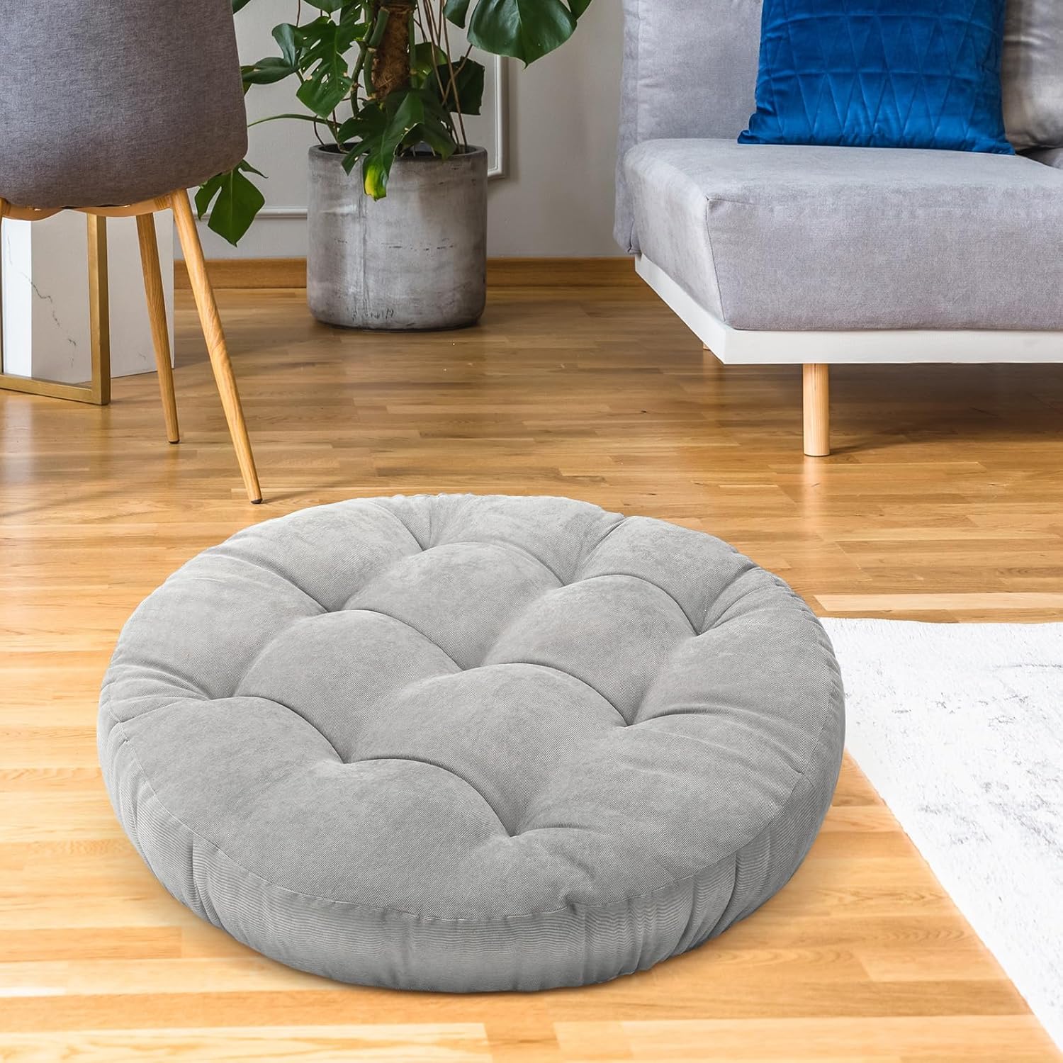 Large Floor Cushion Seating Round Floor Pillows Cushions for Adults Oversized Playroom Pillows Reading Nook Big Pillow for Sitting Meditation Yoga Living Room Sofa Balcony(Gray)