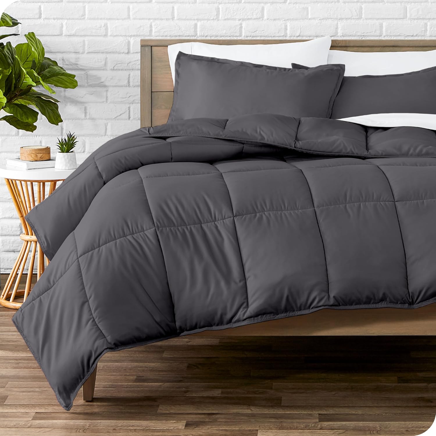 Bare Home Comforter Set - Queen Size - Ultra-Soft - Goose Down Alternative - Premium 1800 Series - All Season Warmth (Queen, Grey)