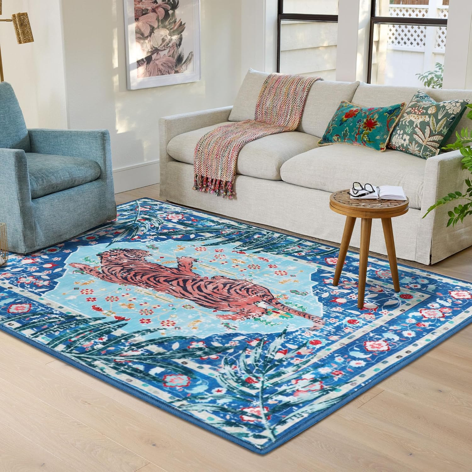 5x7 FT Leopard Rug for Living Room Pink Leopard Vintage Animal Rug Aesthetic Pink Rugs for Girls Room Nursery Bedroom Home Office Dorm Thin Bright Blush Pink Carpet (Light Pink, 5X7 FT)