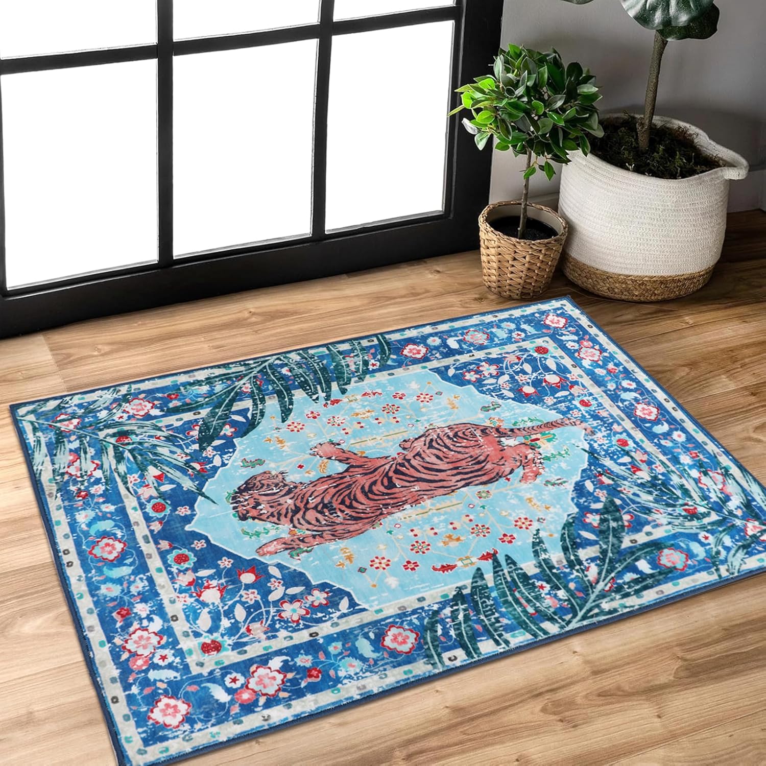 5x7 FT Leopard Rug for Living Room Pink Leopard Vintage Animal Rug Aesthetic Pink Rugs for Girls Room Nursery Bedroom Home Office Dorm Thin Bright Blush Pink Carpet (Light Pink, 5X7 FT)